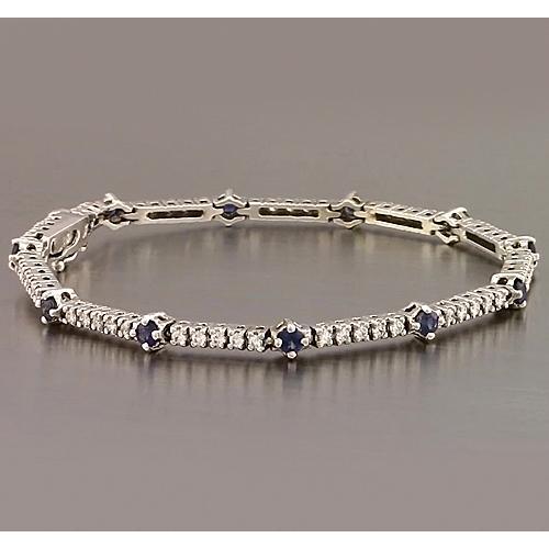 Tennisarmband Blauer Saphir & Diamant 8.40 Karat Weißgold 14K - harrychadent.ch