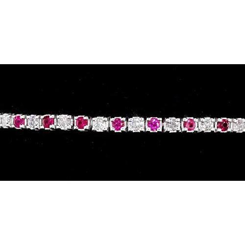 Tennisarmband Diamant Rosa Saphir Prong Set 4 Karat Weißgold - harrychadent.ch