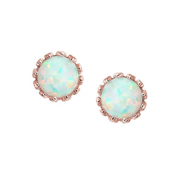 12 Karat Rundschliff Opal Damen Ohrstecker Roségold 14K Neu