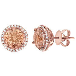 12.02 Karat Morganit mit Diamanten Ohrstecker Roségold 14K