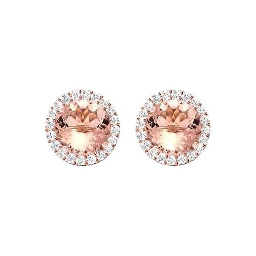 14.50 Karat Morganit & Diamanten Ohrstecker Roségold 14K - harrychadent.ch