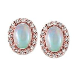 14K Roségold Krappenset Opal mit Diamanten 8,32 ct Ohrstecker
