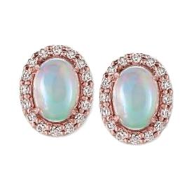 14K Roségold Krappenset Opal mit Diamanten 8,32 ct Ohrstecker - harrychadent.ch