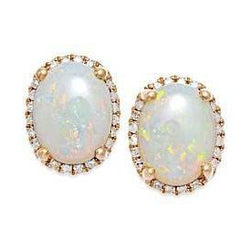 16,48 ct ovaler Opal mit Diamanten Ohrstecker Gelbgold