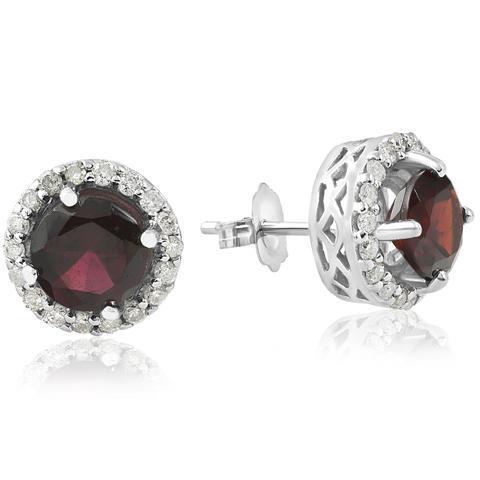 2,36 karat rundschliff roter saphir und diamant halo ohrstecker