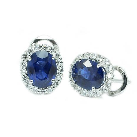 echter oval saphir 2.44Karat ohrring Vorderansicht