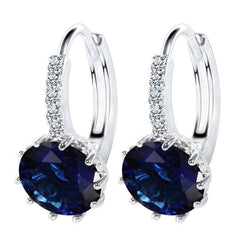 3,20 ct Ceylon Saphir und Diamant Creolen Goldschmuck