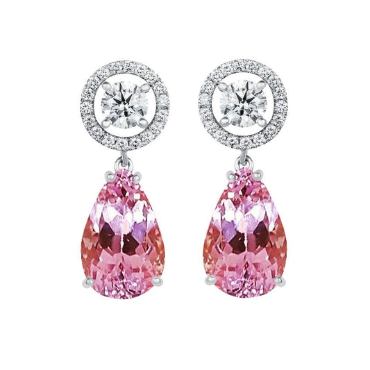 33.50 Ct Rosa Kunzit Und Diamanten Damen Ohrringe 14K Gold - harrychadent.ch