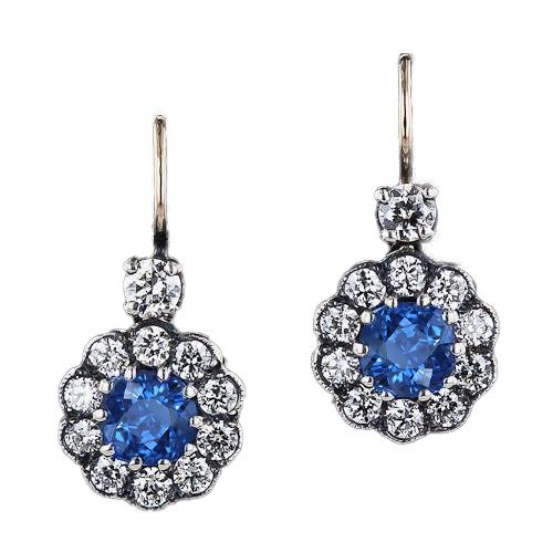 3,50 Cent. Blauer Saphir-Tropfen-Ohrring-Diamant-Edelstein-Schmuck