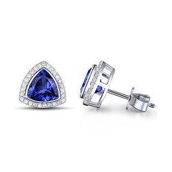 3,56 Karat Billionen Tansanit mit Diamanten Ohrstecker Weißgold