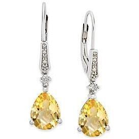 36,60 ct Birne Citrin mit runden Diamanten Ohrringe 14K Gold - harrychadent.ch