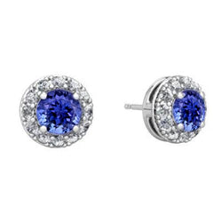 3,70 Karat Tansanit und Diamanten Ohrstecker Weißgold 14K