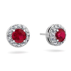 3,80 Karat Roter Rubin und Diamanten Damen Ohrstecker 14K Weiß