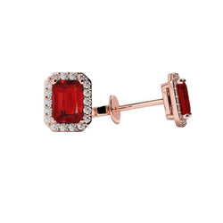 3,86 Karat Roter Rubin und Diamanten Damen Ohrstecker Roségold 14K