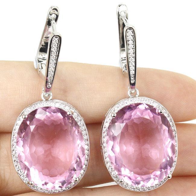 41,36 Ct Pink Oval Cut Kunzit mit Diamanten Damen Creolen - harrychadent.ch