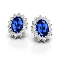 4,30 ct Sri Lanka Blue Saphir Diamanten Damen Ohrstecker