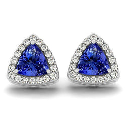 4,50 Karat Krappenset Tansanit & Diamant Lady Halo Ohrstecker