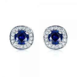 4,70 ct Saphir und Diamanten Halo Ohrstecker Weißgold