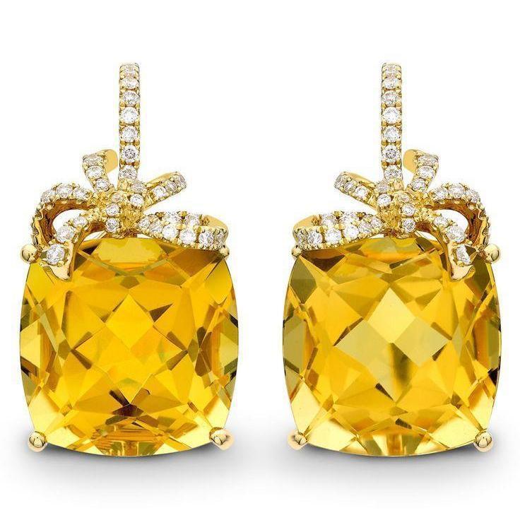 47.60 ct Citrine und Diamanten Ohrhänger Weißgold 14K - harrychadent.ch