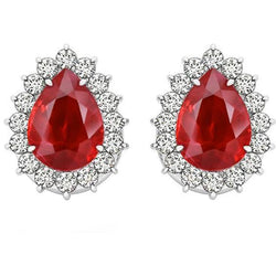 4.50 ct Birnenschliff Roter Rubin Diamant Ohrstecker Damen Goldschmuck