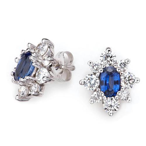 4.80 Ct Ceylon Blue Sapphire Diamant Damen Ohrstecker Weißgold - harrychadent.ch