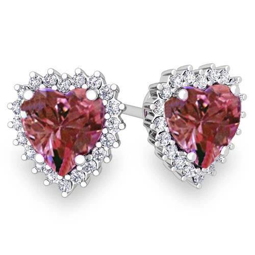 5 ct. Ohrstecker mit Herzschliff, rosa Saphir und runden Diamanten - harrychadent.ch