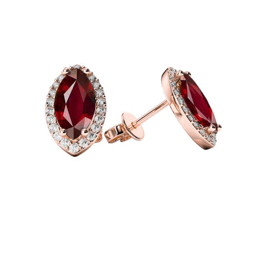 echter marquise rubin 5.44Karat ohrring Vorderansicht