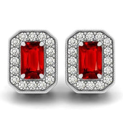 6,50 ct Rubin und Diamanten Ohrstecker Weißgold 14K