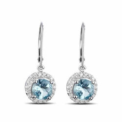 6.40 Karat Aquamarin und Diamant Ohrringe Weißgold 14K
