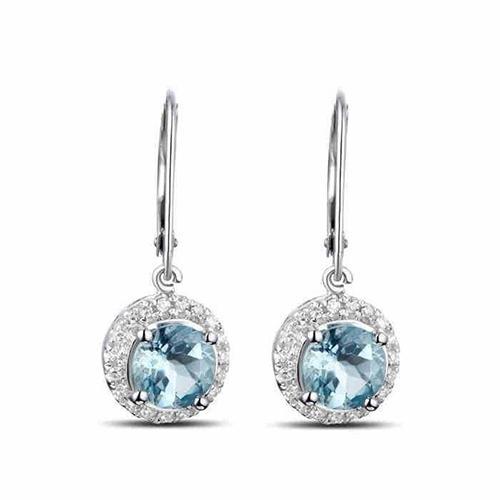 echter round diamant 6.40Karat ohrring Vorderansicht