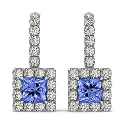 7 Karat Tansanit und Diamanten Lady Ohrhänger Weißgold 14K