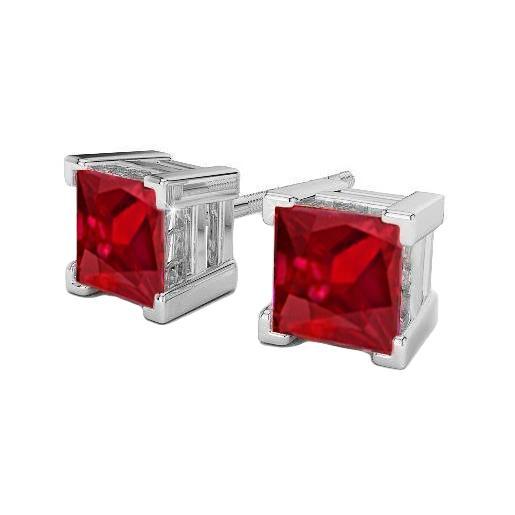 8 Karat Prinzessinnenschnitt Red Rubin Lady Ohrstecker Ohrringe