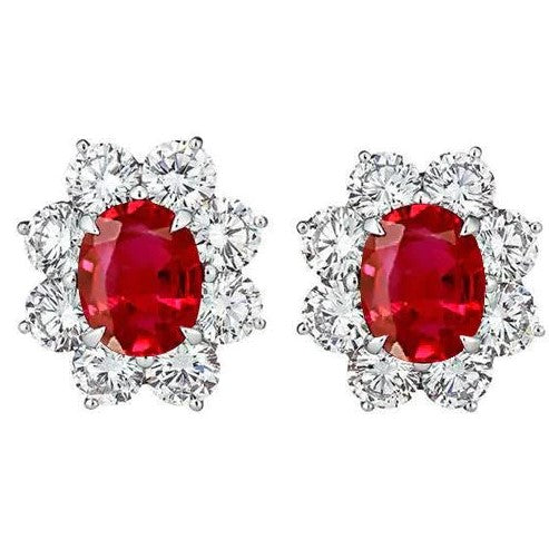 echter oval rubin 2.00Karat ohrring Vorderansicht