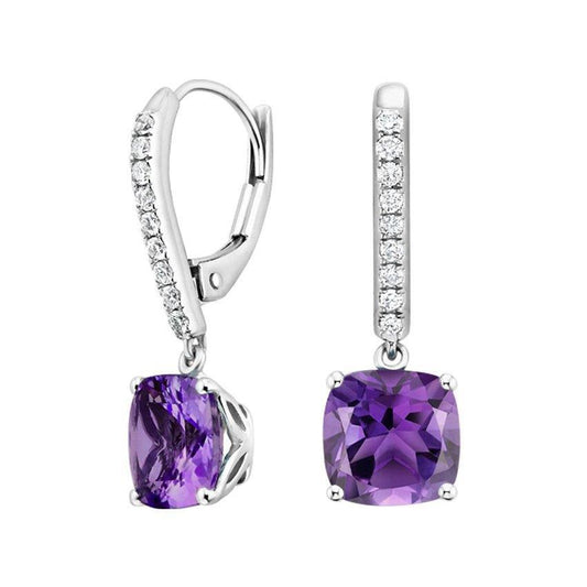 Amethyst & Diamant Ohrhänger Krappenset 10.40 ct. Weißgold 14K