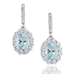 Aquamarin mit Diamanten 4.85 ct Ohrhänger Weißgold 14K