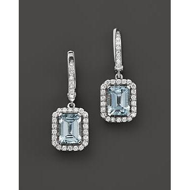 Aquamarin und Diamanten im Smaragdschliff 5 ct. Ohrringe baumeln - harrychadent.ch