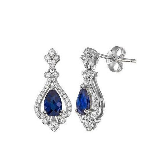 Birne Blauer Saphir Schmuck Diamant Ohrstecker Goldschmuck 2,62 ct. - harrychadent.ch