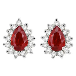 Birnenschliff roter Rubin Edelstein mit Diamant 3,80 Karat Ohrstecker
