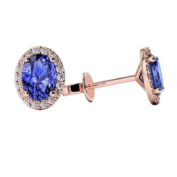 Blaue Tansanit Diamanten 5 Karat Ohrstecker Roségold