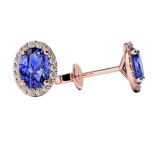 Blaue Tansanit Diamanten 5 Karat Ohrstecker Roségold - harrychadent.ch