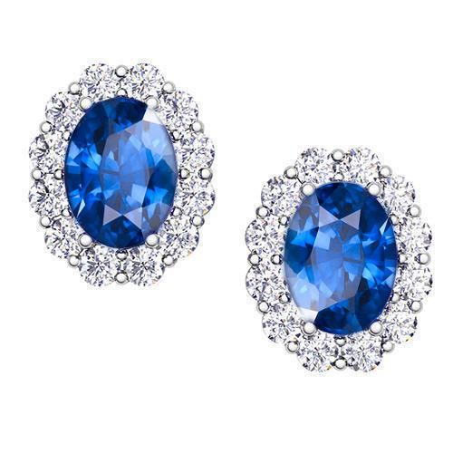 Blauer Ovalschliff Saphir Schmuck Diamant Ohrstecker 4,20 Karat - harrychadent.ch