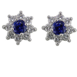 Blauer Saphir und Diamanten 5,40 ct Lady Ohrstecker Weißgold 14K