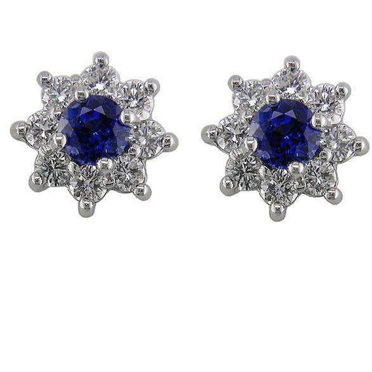 Blauer Saphir und Diamanten 5,40 ct Lady Ohrstecker Weißgold 14K - harrychadent.ch