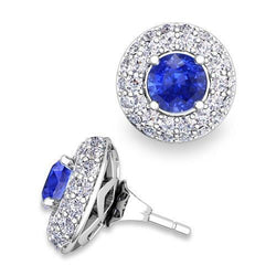 Ceylon Saphir und Diamanten 4 Karat Damen Ohrstecker