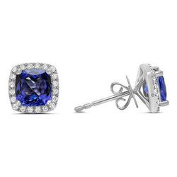 Damen Ohrstecker 5,50 Kt Tansanit & Diamanten 14K Weißgold
