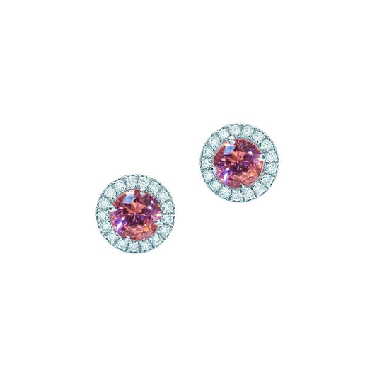 Damen Ohrstecker mit rosa Saphir und Diamanten 4,50 ct Neu - harrychadent.ch