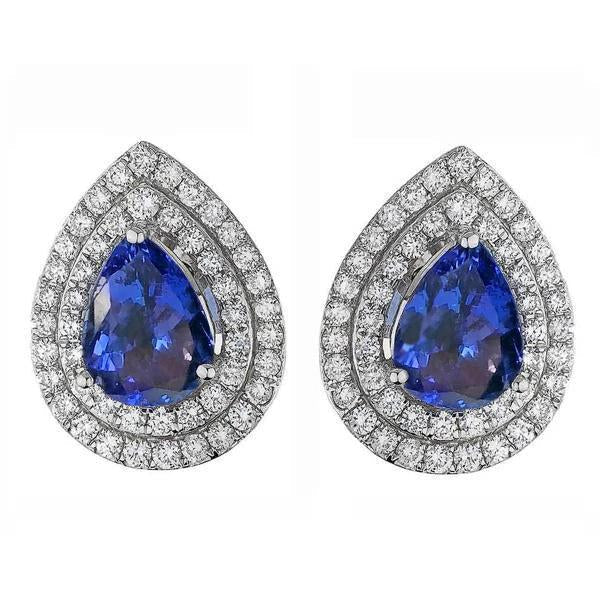 Damen Ohrstecker Pave Halo 3,96 Karat Blau Tansanit & Diamanten - harrychadent.ch