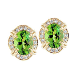 Gelbgold 14K 12,40 Karat Turmalin mit Diamanten Ohrringe