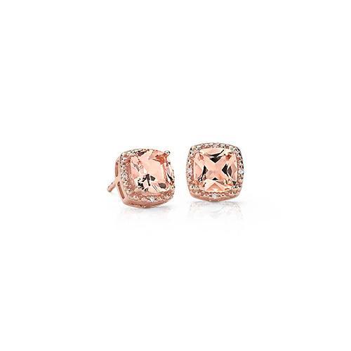 Kissen Morganit & Diamant 10 Karat Ohrstecker Roségold 14K - harrychadent.ch