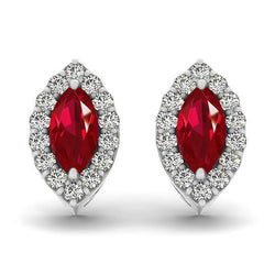 Krappenset Marquise Rubin mit runden Diamanten 6 Karat Ohrstecker